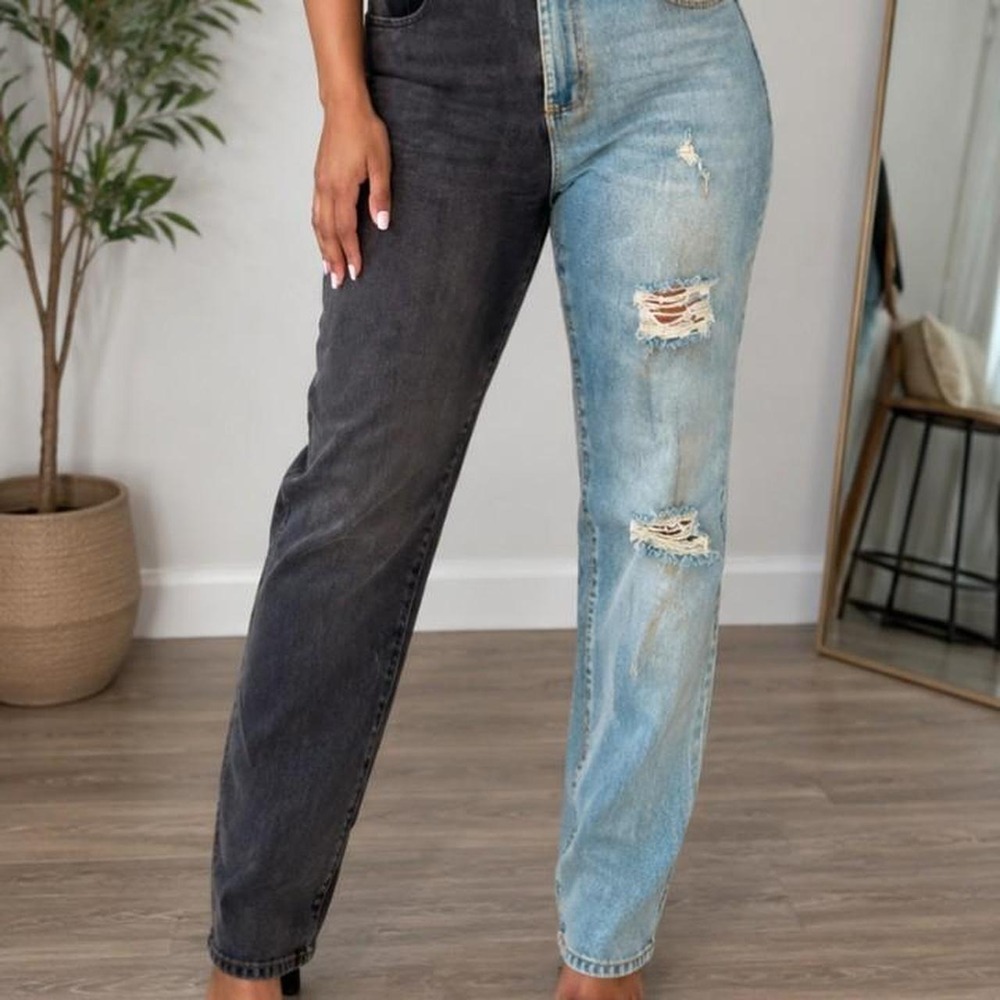 'Fashion Nova black & blue jeans